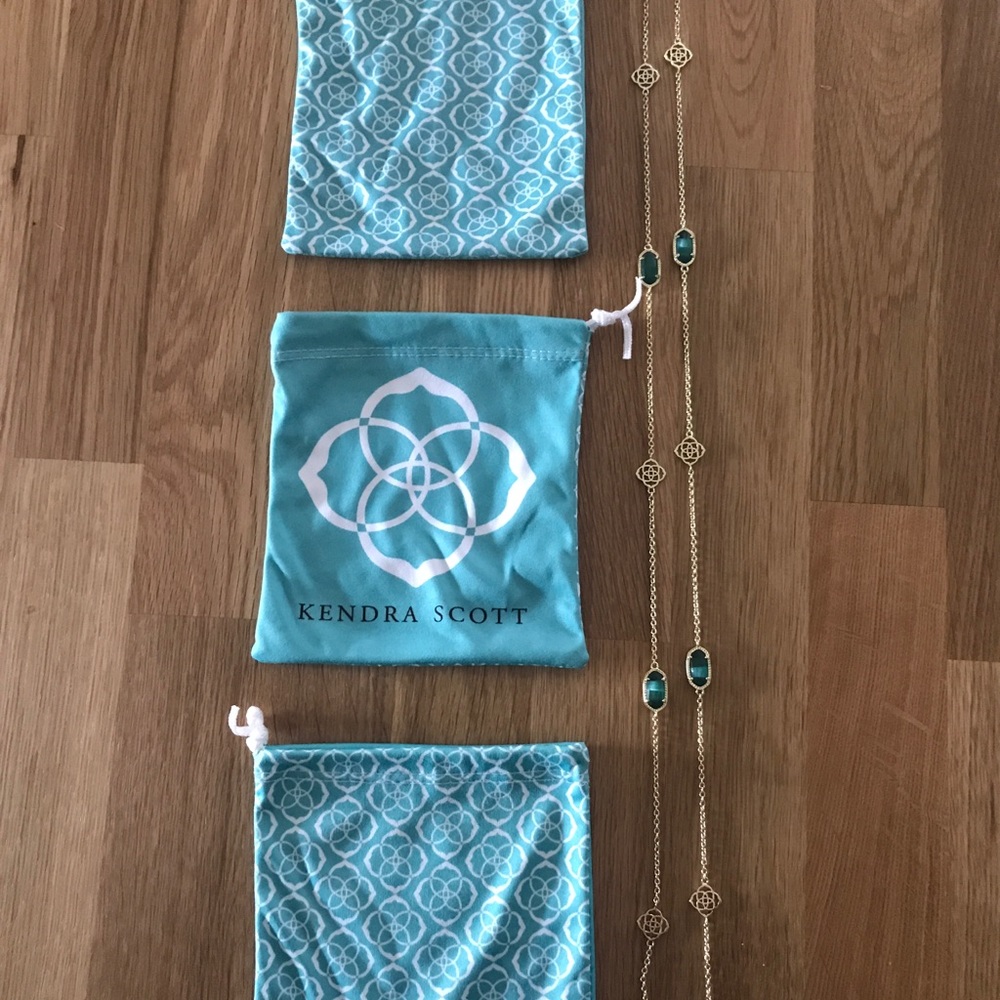 Kendra Scott Green-Gold Kelsie Necklace